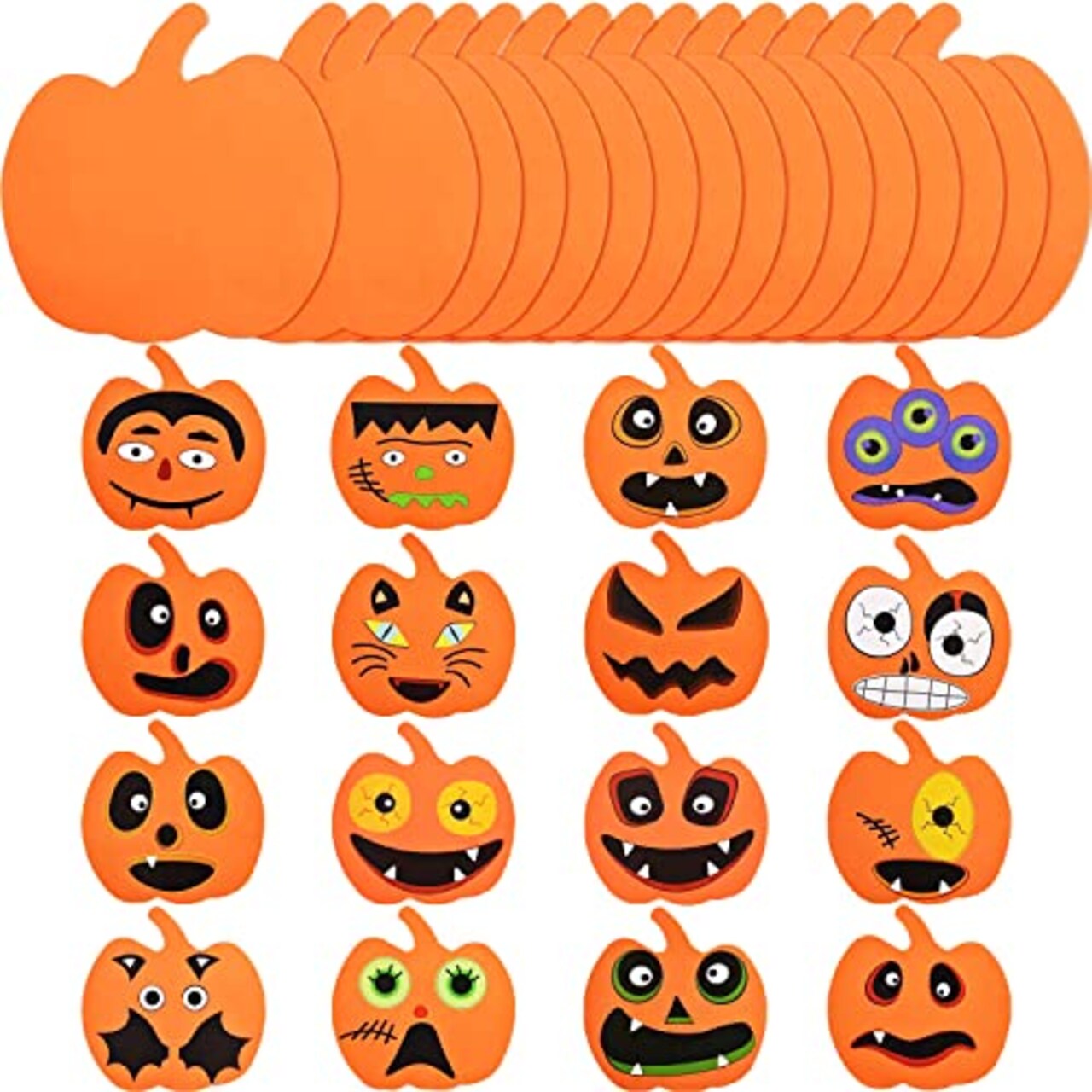 IFLYOOY 16 PCS Halloween Crafts for Kids Home Decorations Craft Kit DIY with Self-Adhesive Pumpkin Stickers Halloween Activities for Kids